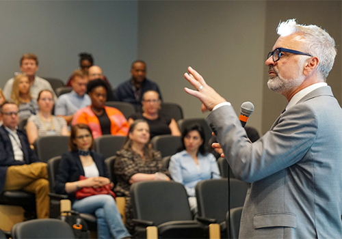 GT campus with Atlanta skyline